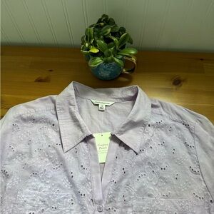 Croft & Barrow Lavender Eyelet Blouse Size 2X New With Tags